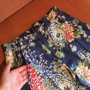 Zara oriental floral blue pants